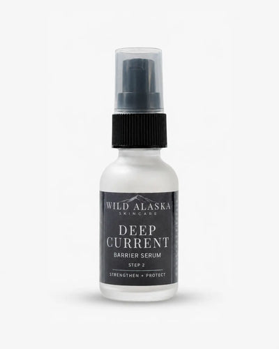 Bottle of Wild Alaska Skincare Deep Current Barrier Serum on a white background