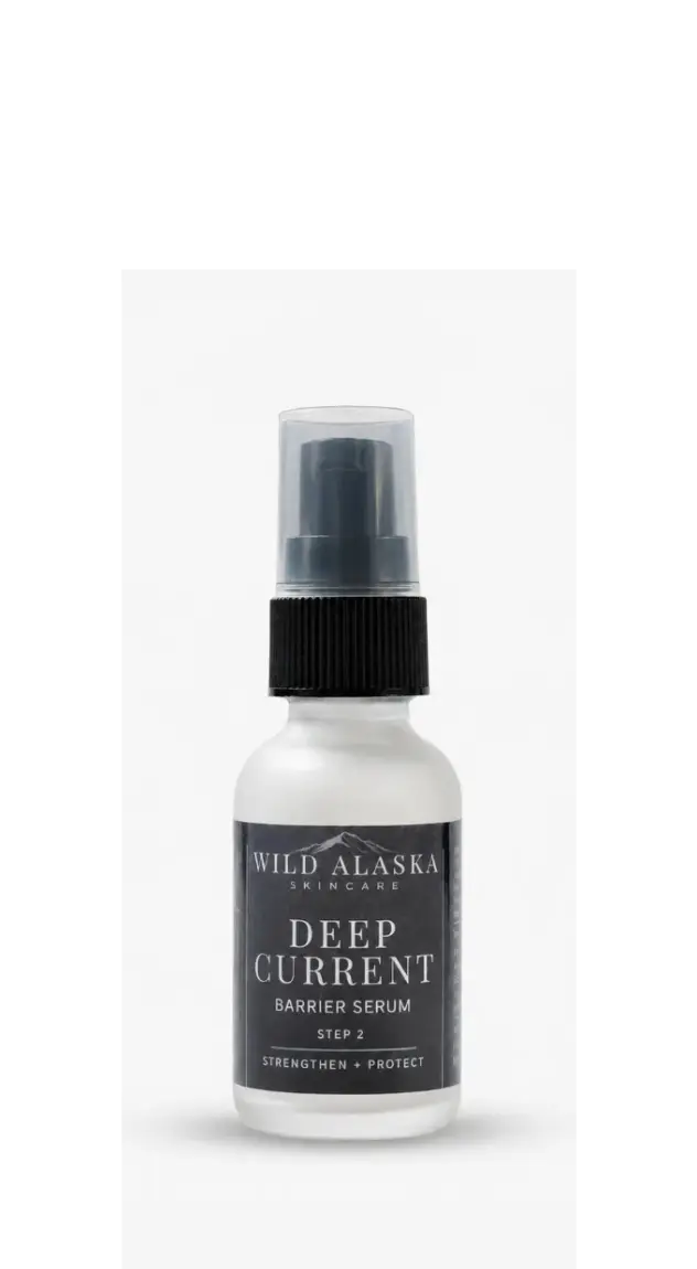 Bottle of Wild Alaska Skincare Deep Current Barrier Serum on a white background